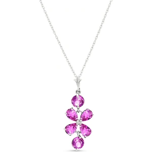 QP Jewellers Pink Topaz Blossom Pendant Necklace 3.15 ctw in 9ct White Gold