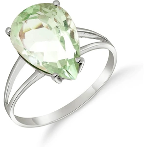QP Jewellers Green Amethyst Pear Drop Ring 5 ct in 9ct White Gold