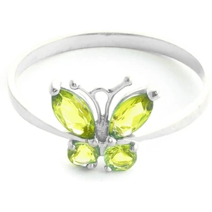 QP Jewellers Peridot Butterfly Ring 0.6 ctw in 9ct White Gold