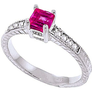 QP Jewellers Pink Topaz & Diamond Shoulder Set Ring in 9ct White Gold