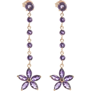 QP Jewellers Amethyst Daisy Chain Drop Earrings 4.8 ctw in 9ct Rose Gold