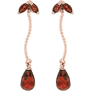 QP Jewellers Garnet Teardrop Earrings 3.4 ctw in 9ct Rose Gold