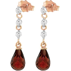 QP Jewellers Garnet & Diamond Chain Droplet Earrings in 9ct Rose Gold