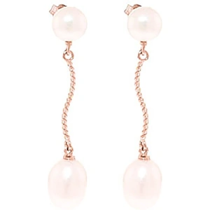 QP Jewellers Pearl Twist Stem Drop Earrings 10 ctw in 9ct Rose Gold