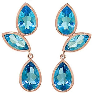 QP Jewellers Blue Topaz Petal Drop Earrings 13 ctw in 9ct Rose Gold
