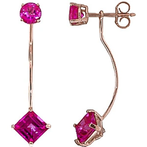 QP Jewellers Pink Topaz Lure Drop Earrings 4.15 ctw in 9ct Rose Gold