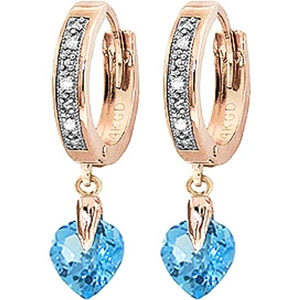 QP Jewellers Diamond & Blue Topaz Lovestruck Heart Earrings in 9ct Rose Gold