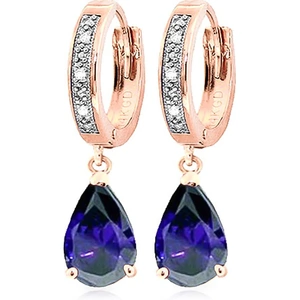 QP Jewellers Diamond & Sapphire Droplet Huggie Earrings in 9ct Rose Gold