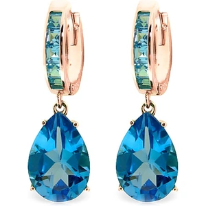 QP Jewellers Blue Topaz Droplet Huggie Earrings 13.2 ctw in 9ct Rose Gold