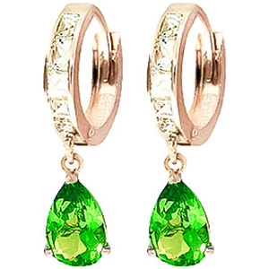 QP Jewellers White Topaz & Peridot Huggie Drop Earrings in 9ct Rose Gold