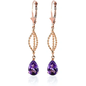 QP Jewellers Amethyst Sceptre Drop Earrings 3 ctw in 9ct Rose Gold