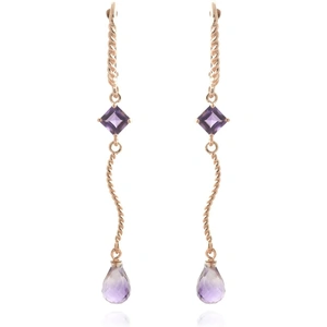 QP Jewellers Amethyst Twist Drop Earrings 3.5 ctw in 9ct Rose Gold