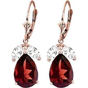 QP Jewellers Garnet & White Topaz Drop Earrings in 9ct Rose Gold