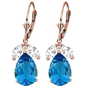 QP Jewellers Blue Topaz & White Topaz Drop Earrings in 9ct Rose Gold