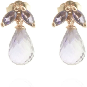 QP Jewellers Amethyst Snowdrop Stud Earrings 3.4 ctw in 9ct Rose Gold