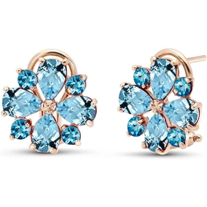 QP Jewellers Blue Topaz Sunflower Stud Earrings 4.85 ctw in 9ct Rose Gold