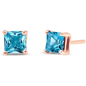 QP Jewellers Blue Topaz Alexandra Stud Earrings 0.95 ctw in 9ct Rose Gold