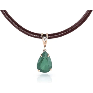 QP Jewellers Emerald Leather Pendant Necklace 3.51 ctw in 9ct Rose Gold