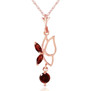 QP Jewellers Garnet Butterfly Pendant Necklace 0.18 ctw in 9ct Rose Gold
