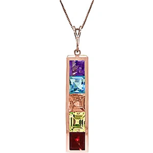 QP Jewellers Gemstone Channel Set Pendant Necklace 2.25 ctw in 9ct Rose Gold