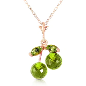 QP Jewellers Peridot Cherry Drop Pendant Necklace 1.45 ctw in 9ct Rose Gold