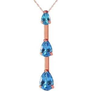 QP Jewellers Blue Topaz Trinity Pendant Necklace 1.71 ctw in 9ct Rose Gold