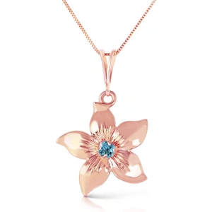 QP Jewellers Blue Topaz Flower Star Pendant Necklace 0.1 ct in 9ct Rose Gold