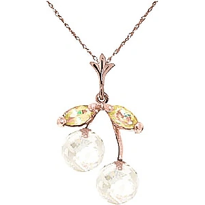QP Jewellers White Topaz & Peridot Cherry Drop Pendant Necklace in 9ct Rose Gold