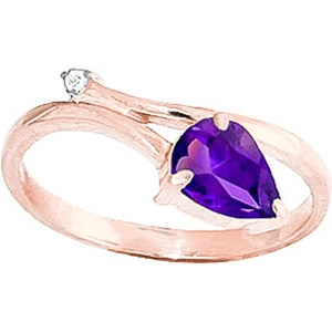 QP Jewellers Amethyst & Diamond Top & Tail Ring in 9ct Rose Gold