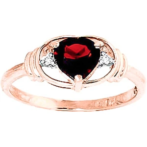 QP Jewellers Garnet & Diamond Halo Heart Ring in 9ct Rose Gold