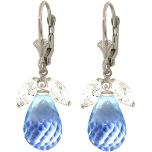 QP Jewellers White Topaz & Blue Topaz Drop Earrings in 9ct White Gold