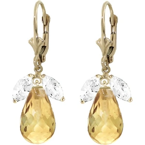 QP Jewellers White Topaz & Citrine Drop Earrings in 9ct Gold