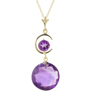 QP Jewellers Round Cut Amethyst Pendant Necklace 5.8 ctw in 9ct Gold
