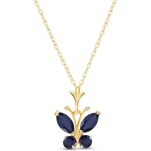 QP Jewellers Sapphire Butterfly Pendant Necklace 0.6 ctw in 9ct Gold
