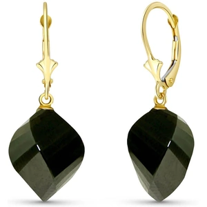 QP Jewellers Black Spinel Briolette Drop Earrings 31 ctw in 9ct Gold