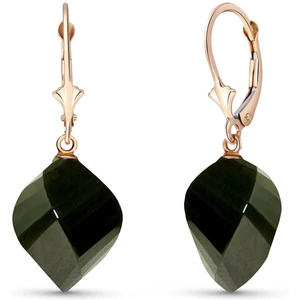 QP Jewellers Black Spinel Briolette Drop Earrings 31 ctw in 9ct Rose Gold