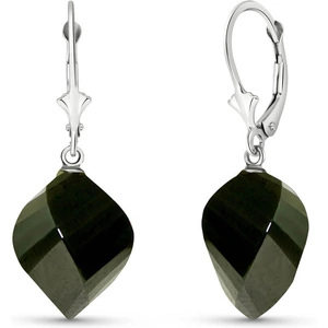 QP Jewellers Black Spinel Briolette Drop Earrings 31 ctw in 9ct White Gold