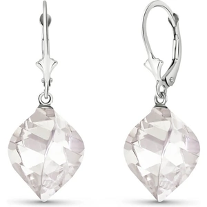 QP Jewellers White Topaz Briolette Drop Earrings 25.6 ctw in 9ct White Gold