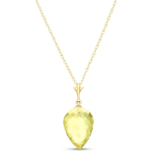 QP Jewellers Lemon Quartz Briolette Pendant Necklace 9 ct in 9ct Gold