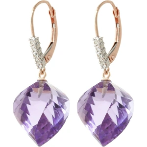 QP Jewellers Amethyst Drop Earrings 21.65 ctw in 9ct Rose Gold