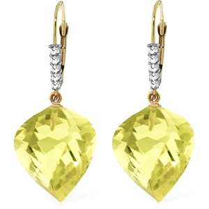 QP Jewellers Lemon Quartz Drop Earrings 21.65 ctw in 9ct Gold