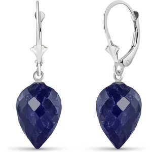 QP Jewellers Sapphire Briolette Drop Earrings 25.7 ctw in 9ct White Gold