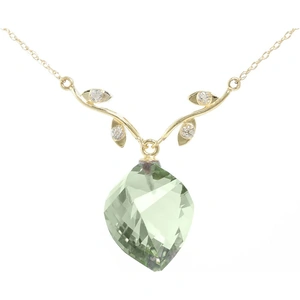 QP Jewellers Twisted Briolette Cut Green Amethyst Pendant Necklace 13.02 ctw in 9ct Gold