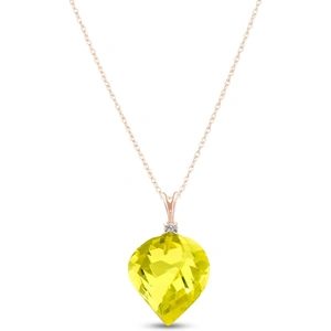 QP Jewellers Twisted Briolette Cut Lemon Quartz Pendant Necklace 10.8 ctw in 9ct Rose Gold