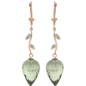 QP Jewellers Green Amethyst Drop Earrings 19.02 ctw in 9ct Rose Gold