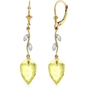 QP Jewellers Lemon Quartz Drop Earrings 18.02 ctw in 9ct Gold