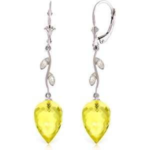 QP Jewellers Lemon Quartz Drop Earrings 18.02 ctw in 9ct White Gold