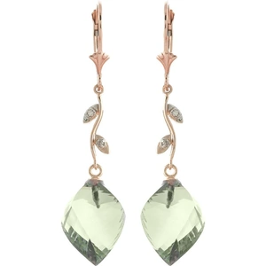 QP Jewellers Green Amethyst Drop Earrings 26.02 ctw in 9ct Rose Gold