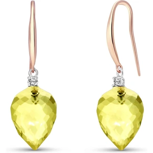 QP Jewellers Lemon Quartz Drop Earrings 18.1 ctw in 9ct Rose Gold