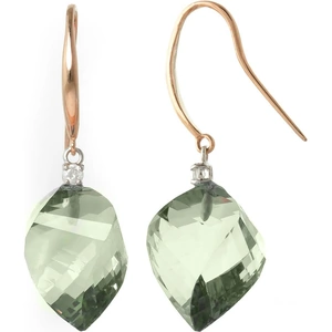 QP Jewellers Green Amethyst Drop Earrings 26.1 ctw in 9ct Rose Gold